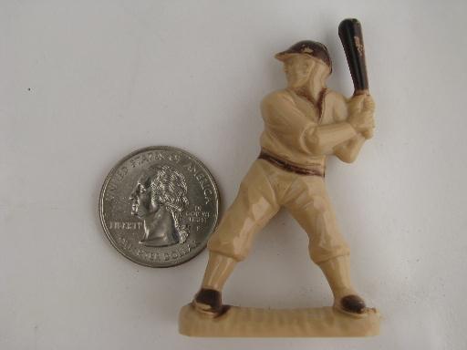 photo of toy model size vintage baseball players, lot Ajax hard plastic figures #4