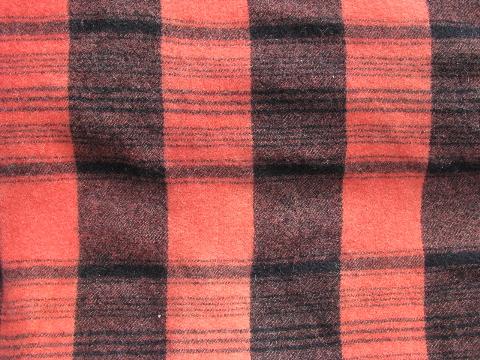 photo of trappers plaid antique vintage wool camp bunk blankets, red, white w/ black #3