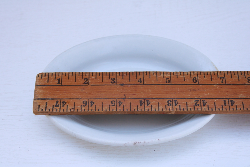 photo of trio of antique vintage white ironstone china butter plates, oval shape mini platters stack  #3