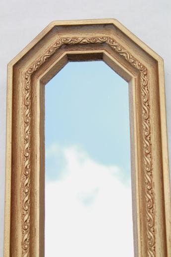 photo of trio of gold framed mirrors, vintage 60s wall art set, long narrow mirror grouping #5