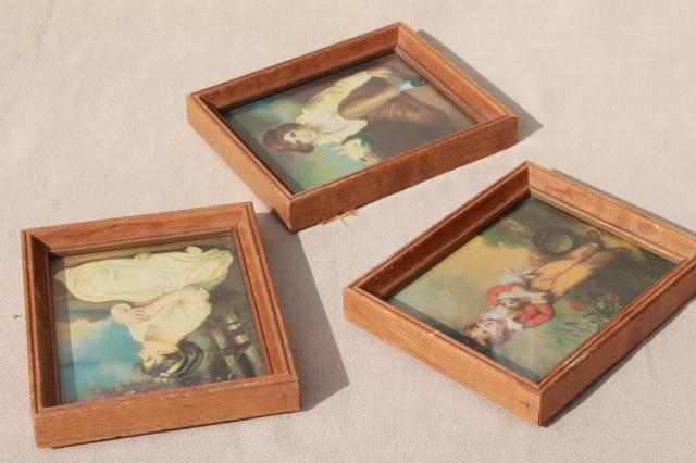 photo of trio of miniature picture frames, retro kitsch romantic style prints of pretty children #3