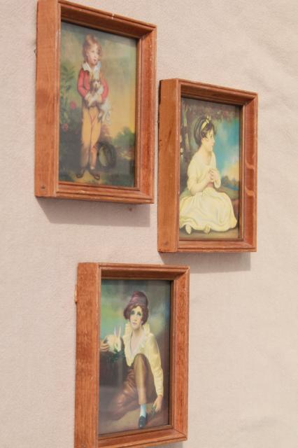 photo of trio of miniature picture frames, retro kitsch romantic style prints of pretty children #5