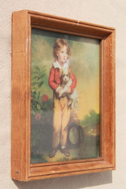 photo of trio of miniature picture frames, retro kitsch romantic style prints of pretty children #11