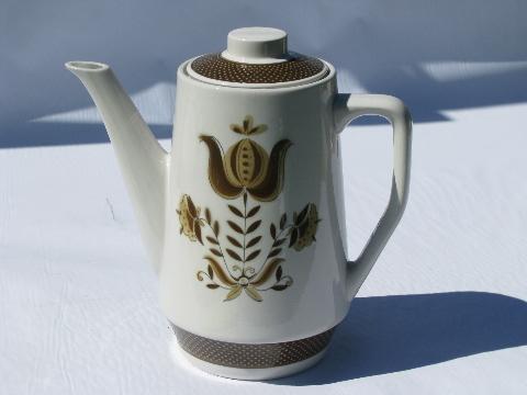 photo of tulip pattern Dunmore ironstone china coffee pot, vintage Japan #1