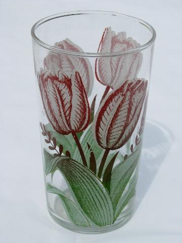 photo of tulips, set of vintage kitchen glassware juice glasses #2