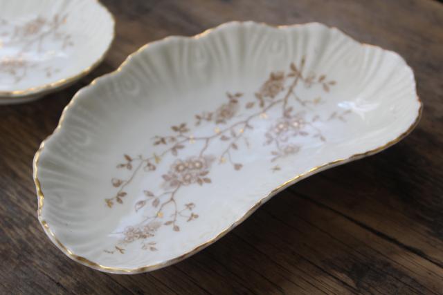 photo of turn of the century vintage Austria china bone dishes, crescent shape side plates set #2