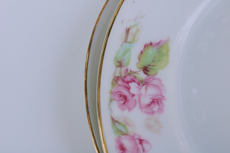 photo of turn of the century vintage Bavaria china salad plates w/ pink roses floral, Z S & Co set of 6  #6