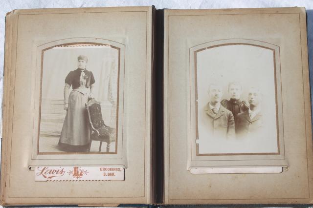 photo of turn of the century vintage album w/ old antique photos, portrait photographs #2