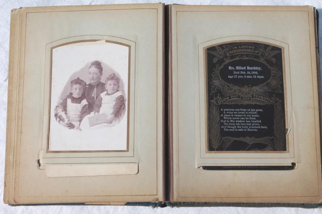 photo of turn of the century vintage album w/ old antique photos, portrait photographs #4