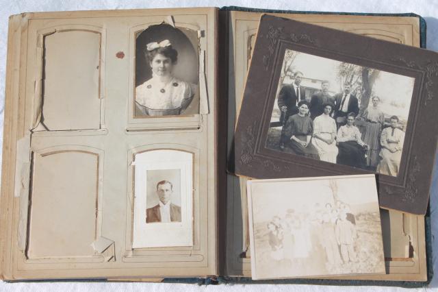 photo of turn of the century vintage album w/ old antique photos, portrait photographs #7