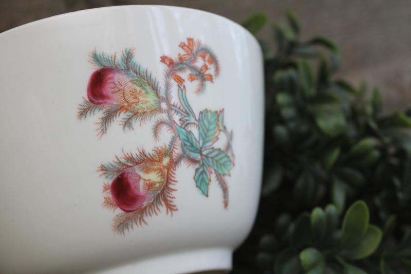 photo of turn of the century vintage moss rose pattern cranberry bowl, antique china #2