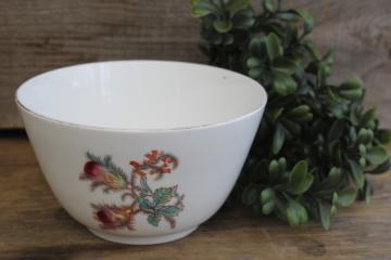 catalog photo of turn of the century vintage moss rose pattern cranberry bowl, antique china