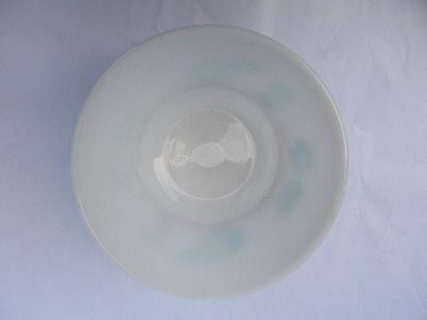 photo of turquoise Fruit Fare pattern retro vintage kitchen glass mixing bowl #3
