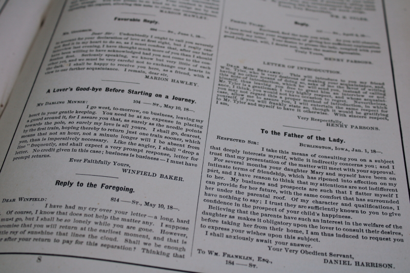 photo of two big antique books of Victorian era proper manners & etiquette, social & business forms, writing letters  #11