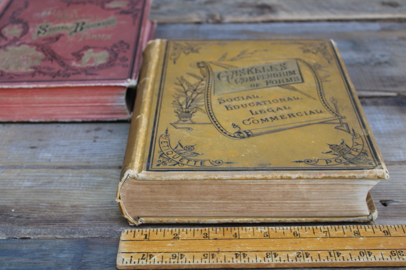 photo of two big antique books of Victorian era proper manners & etiquette, social & business forms, writing letters  #19