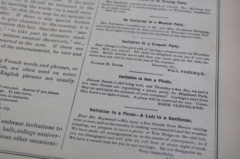 photo of two big antique books of Victorian era proper manners & etiquette, social & business forms, writing letters  #25