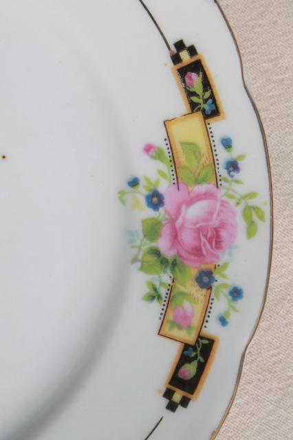 photo of two doves 1940s Japan hand painted porcelain plates, vintage china set #5