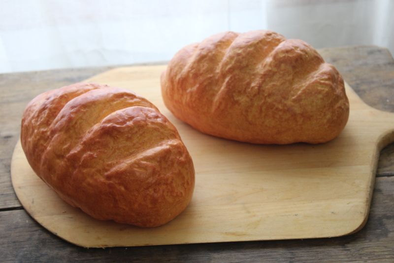 photo of two loaves life size faux bread loaf photo stylist prop, french country farmhouse style decor fake food #1