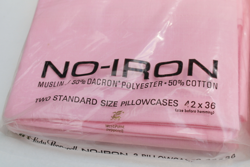 photo of two pairs vintage cotton poly pillowcases sealed packages Lady Pepperell candy pink  #2