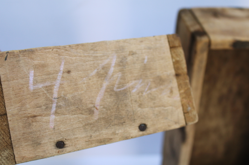 photo of two primitive old wood boxes, small storage crates rustic vintage farmhouse decor  #5