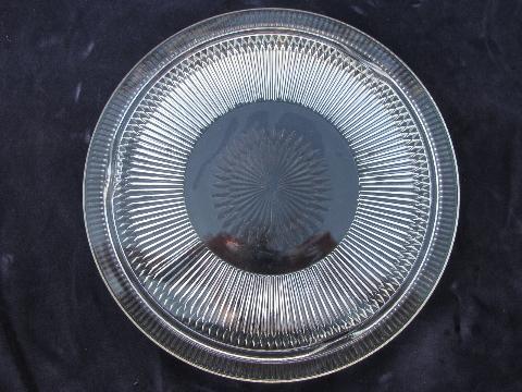 photo of two vintage star or starburst pattern glass cake plates to fit under dome covers #2
