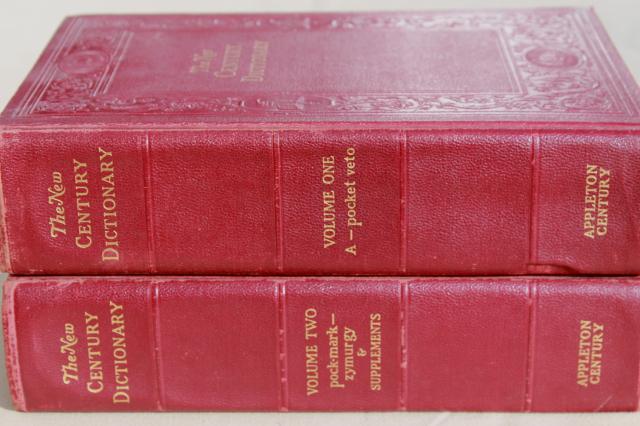 photo of two volume New Century Dictionary 1940s vintage, tooled paper covers, 4,000 illustrations #6