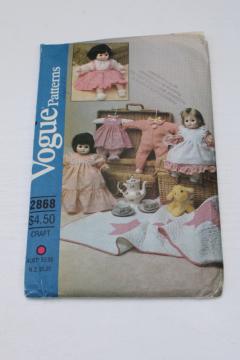 uncut vintage Vogue sewing pattern, baby doll clothes Madame Alexander Puddin etc, 13 to 15 tall 