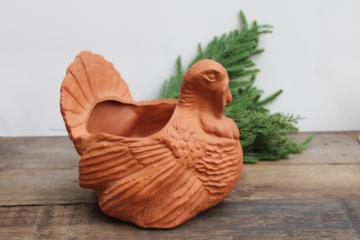 catalog photo of unglazed terracotta pottery turkey planter, neutral rustic harvest table decor, french country style 