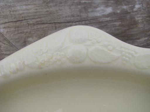 photo of unmarked antique earthenware pottery platter, old molded fruit creamware #3