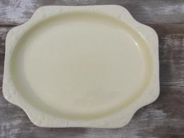 catalog photo of unmarked antique earthenware pottery platter, old molded fruit creamware