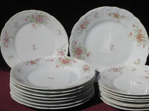 photo of unmarked antique porcelain plates for 8, vintage Limoges or Germany? #1
