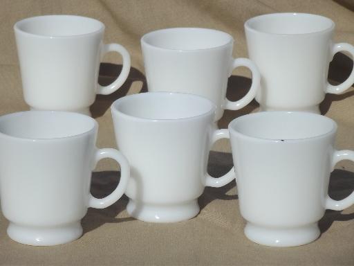 photo of unmarked vintage milk glass punch cups, set of 6 small milk glass mugs #1