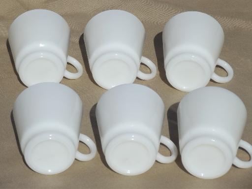 photo of unmarked vintage milk glass punch cups, set of 6 small milk glass mugs #3