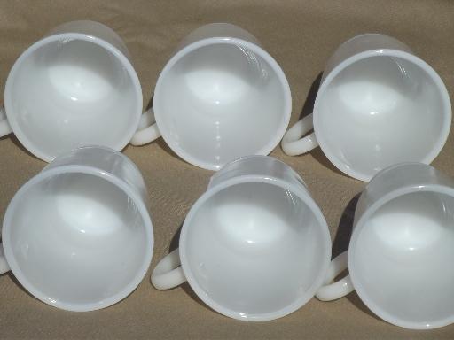 photo of unmarked vintage milk glass punch cups, set of 6 small milk glass mugs #4