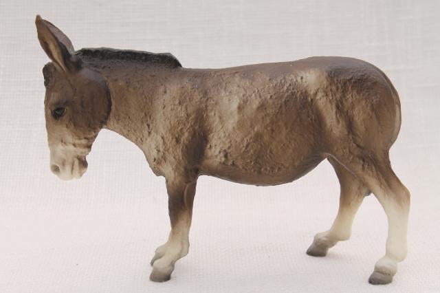 photo of unmarked vintage toy donkey, detailed plastic model roughly Breyer horses scale  #2