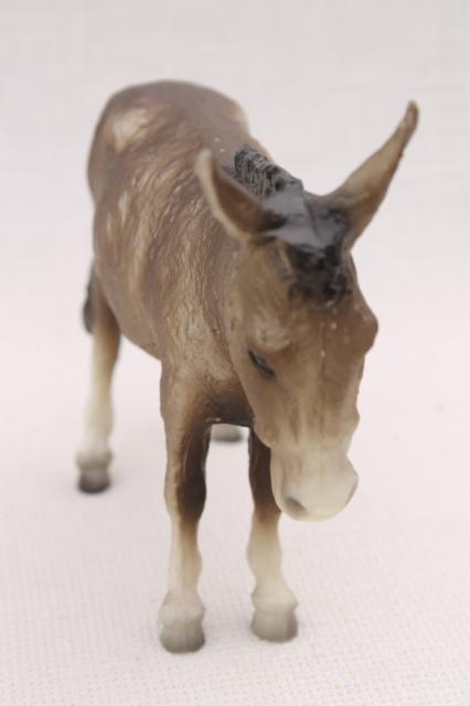 photo of unmarked vintage toy donkey, detailed plastic model roughly Breyer horses scale  #5