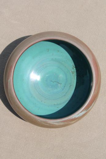 photo of unsigned vintage swirl pottery pot w/ swirled clay colors, Niloak? Desert Sands? #3