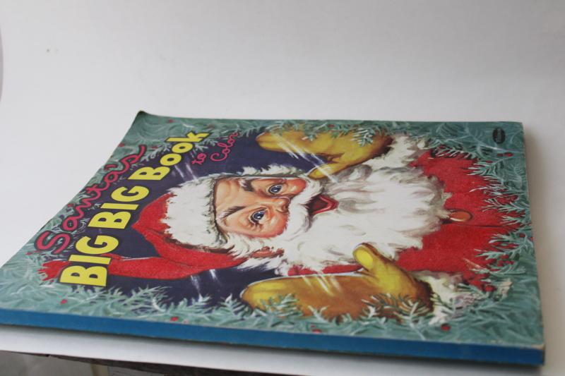 photo of unused 1950s vintage Whitman fuzzy wuzzy flocked Santa Big Christmas coloring book #6