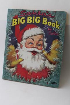 catalog photo of unused 1950s vintage Whitman fuzzy wuzzy flocked Santa Big Christmas coloring book