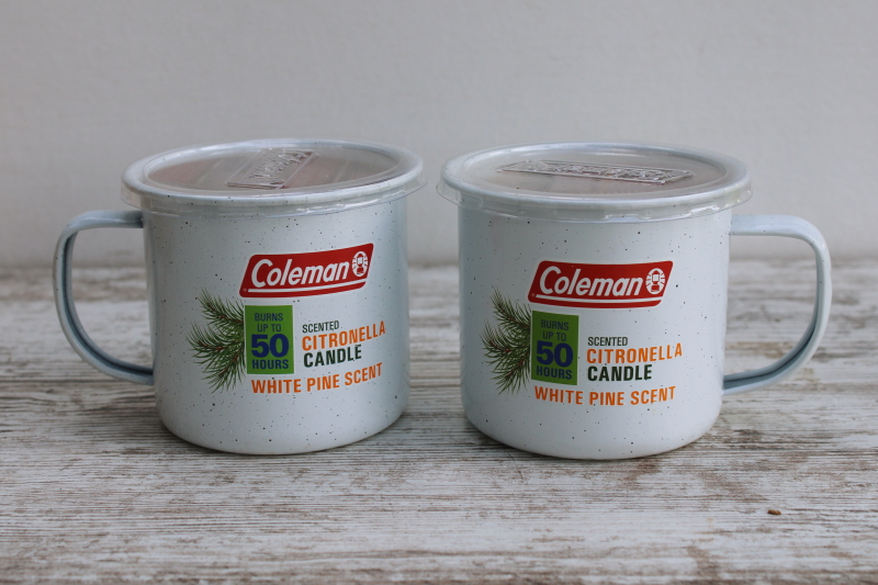 photo of unused Coleman camp mug candles, bug repellent citronella, white pine scent #1