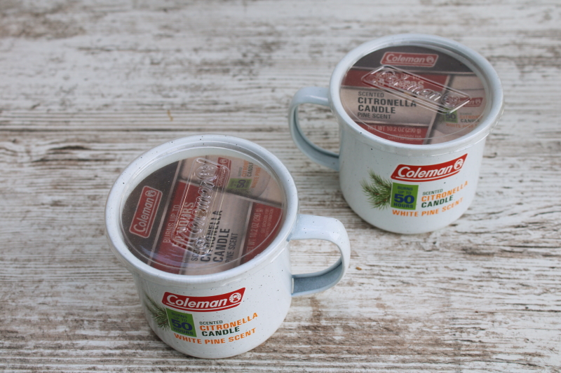 photo of unused Coleman camp mug candles, bug repellent citronella, white pine scent  #2