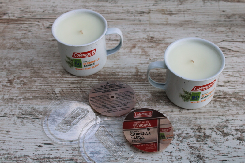 photo of unused Coleman camp mug candles, bug repellent citronella, white pine scent  #3