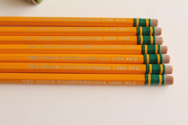 photo of unused Dixon Ticonderoga #2 pencils in original printed box, mid-century vintage #3