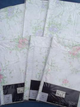 catalog photo of unused French pillow shams, fine cotton floral fabric H&C France label