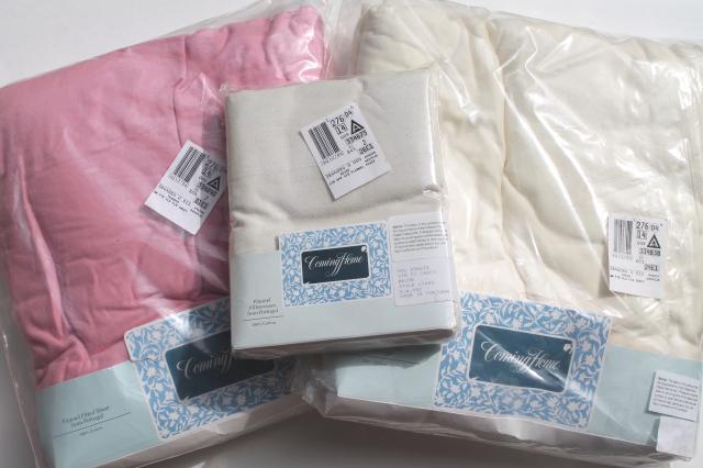 photo of unused Lands End cotton flannel bedding, queen fitted sheets & pillowcases #1