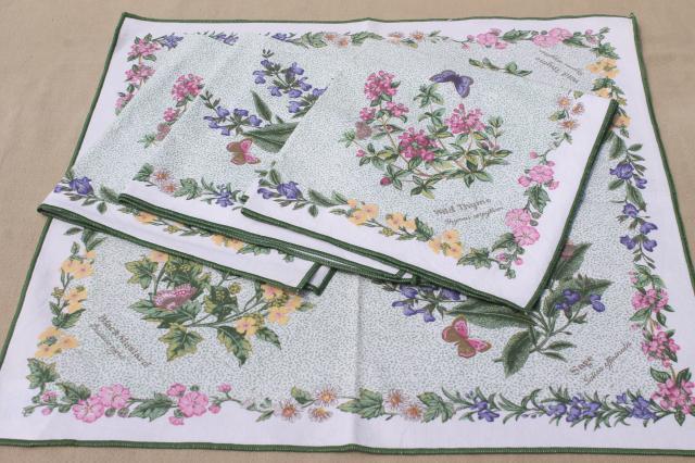 photo of unused Worcester Herbs print napkin set, cloth napkins, fabric dinner napkins #1