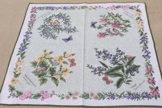 photo of unused Worcester Herbs print napkin set, cloth napkins, fabric dinner napkins #2