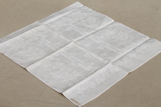 photo of unused old ivory Irish linen damask cloth dinner napkins, vintage fabric napkin set #3