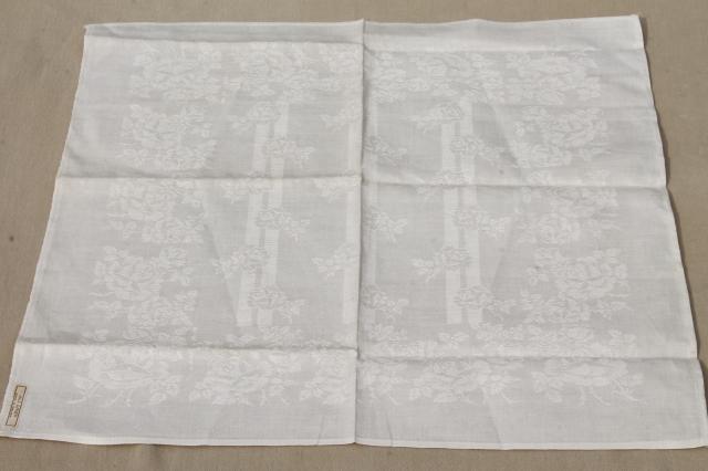 photo of unused old ivory Irish linen damask cloth dinner napkins, vintage fabric napkin set #4