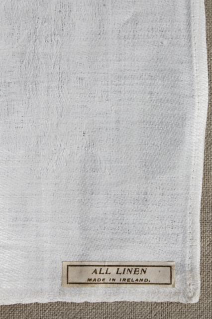 photo of unused old ivory Irish linen damask cloth dinner napkins, vintage fabric napkin set #5